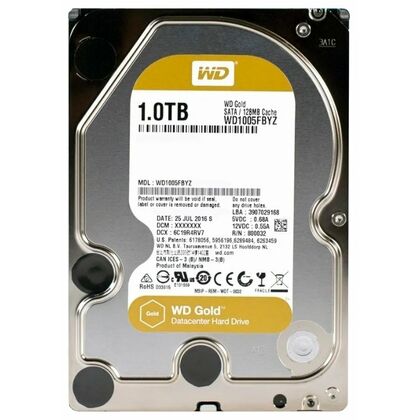 Жесткий диск HDD 3.5" SATA: 1000 Гб WD [7200 rpm, 128 Мб, Sata 3 (6 Gbit/ s)] WD1005FBYZ