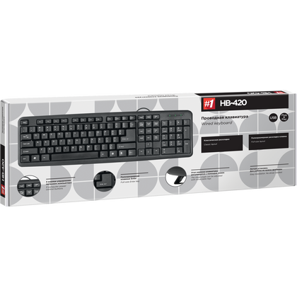 Клавиатура Defender HB-420, проводная, классическая, USB, черный (45420)