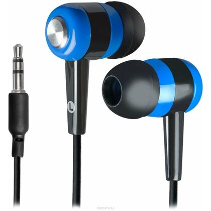 Наушники-вкладыши Defender Basic-616 mini jack 3.5 mm, черный/ синий (63616)