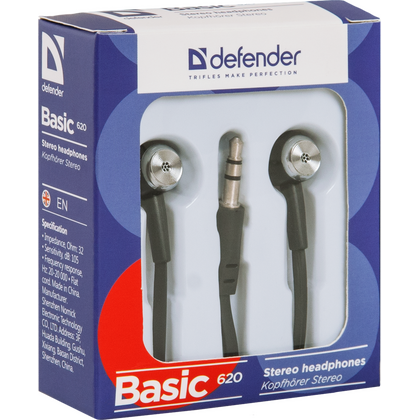 Наушники-вкладыши Defender Basic-620 mini jack 3.5 mm, черный (63620)