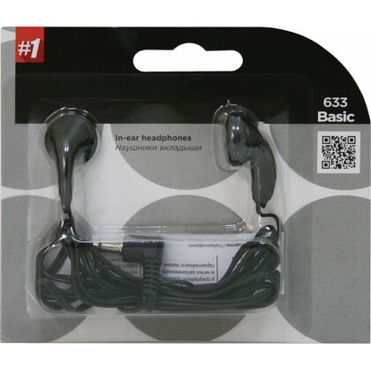 Наушники-вкладыши Defender Basic-633 mini jack 3.5 mm, черный (63633)