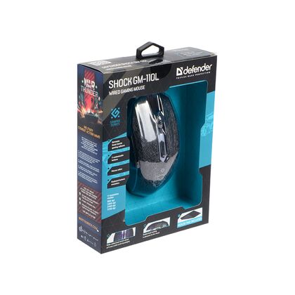 Мышь Defender Shock GM-110L проводная, черный, USB,  оптическая , игровая (52110)
