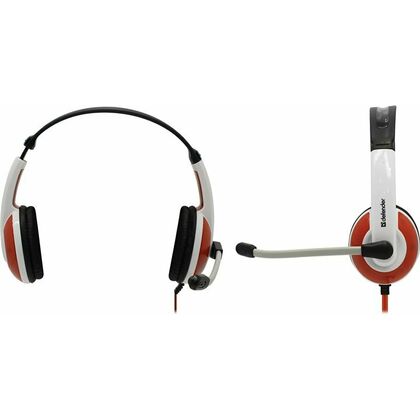 Наушники накладные Defender Warhead G-120 с микрофоном, 2 x mini jack 3.5 mm, белый/ красный (64098)