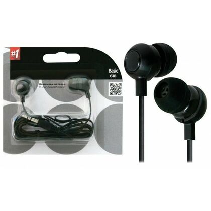 Наушники-вкладыши Defender BASIC 618 mini jack 3.5 mm, черный (63618)