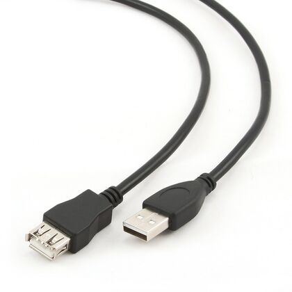 Кабель удлинитель USB 2.0 3м, Gembird/ Cablexpert экранированный, позолоченные контакты, черный (CCP-USB2-AMAF-10) пакет.