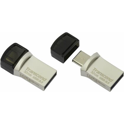 Флеш-накопитель Transcend 32Gb USB 3.1/ USB 3.1 Type-C/ microUSB JetFlash 890 Серебристый (TS32GJF890S)