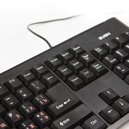 Клавиатура Sven Standard 303, проводная, USB+PS/ 2, черный (SV-03100303PU)