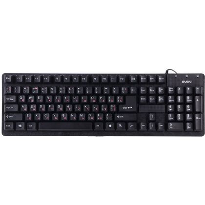 Клавиатура Sven Standard 301, проводная, длина 1,5, USB, черный (SV-03100301UB)