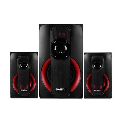 Акустическая система Sven 2.1 MS-304 40W, mini Jack 3.5 мм + RCA + USB + Bluetooth + SD, черный/ красный (SV-015602)