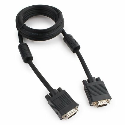 Кабель VGA 1.8м Gembird/ Cablexpert черный, тройной экран, феррит. кольца, пакет (CC-PPVGA-6B)