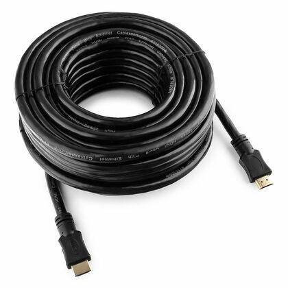 Кабель HDMI 15м Gembird/ Cablexpert v1.4 черный, позол. разъемы, экран, пакет (CC-HDMI4-15M)