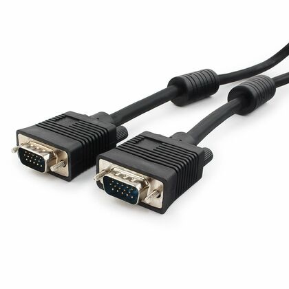 Кабель VGA 3м Gembird/ Cablexpert черный, тройной экран, феррит. кольца, пакет (CC-PPVGA-10-B)