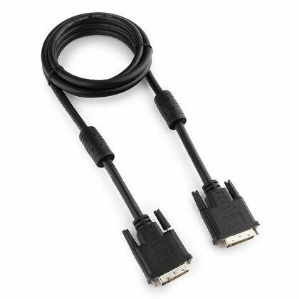 Кабель DVI 1.8м Gembird/ Cablexpert черный, экран, феррит. кольца, пакет (CC-DVI2-BK-6)