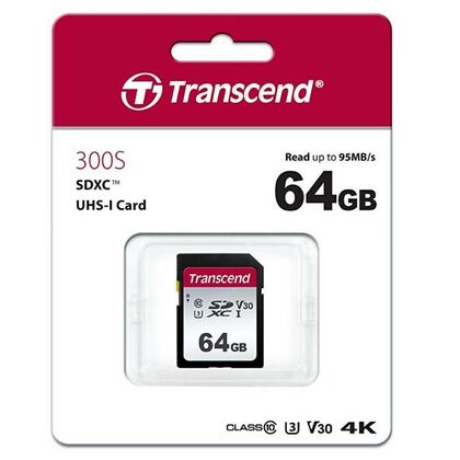 Карта памяти SDXC Transcend 64Gb UHS-I (U3) без адаптера (TS64GSDC300S)