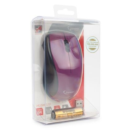 Мышь Gembird MUSW-320-P оптическая, беспроводная, Радио USB, фиолетовый (MUSW-320-P)
