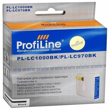 Картридж Brother PL-LC1000BK/ LC970BK (DCP-130C/ 135C/ 150C/ 235C/ 330C/ 350C/ 440CN/ 750CW/ MFC-240C/ 260C/ 660CN/ 665CW/ 885CW/ 360C/ 5460CN) Black Profiline
