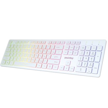 Клавиатура Smartbuy ONE 305U, проводная, мультимедийная, USB, с подсветкой, белый (SBK-305U-W)