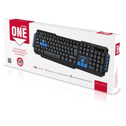 Клавиатура Smartbuy ONE 231, беспроводная, мультимедийная, Радио(USB), черный (SBK-231AG-K)