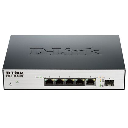 Управляемый коммутатор 5 портов: D-Link DGS-1100-06/ ME (5х10/ 100/ 1000 Мбит/ с,1хSFP) 2 уровня