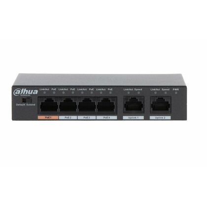 Неуправляемый POE-коммутатор 04 порта: Dahua PFS3006-4ET-60 (04 портаХ10/ 100 Мбит/ сек) PoE‑бюджет 60 Вт, корпус - металл