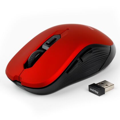 Мышь Smartbuy SBM-200AG-R оптическая, беспроводная, Радио USB, красный (SBM-200AG-R)