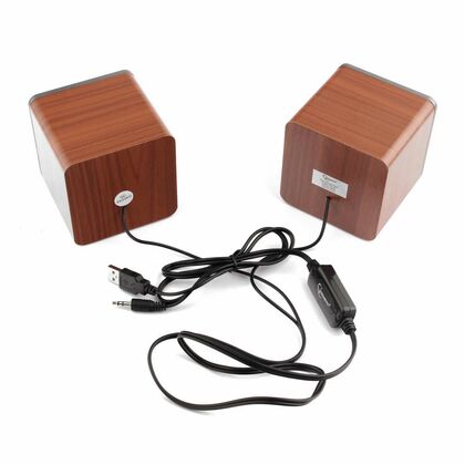 Акустическая система Gembird 2.0 SPK-206 5W, mini Jack 3.5 мм, коричневый (SPK-206)