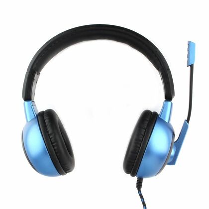 Наушники полноразмерные Gembird MHS-MHS-G55 с микрофоном, игровые, 2 x mini jack 3.5 mm, черный/ синий (MHS-G55)