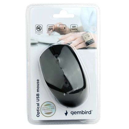 Мышь Gembird MUSW-354 оптическая, беспроводная, Радио USB, офисная, бесшумный клик, черный (MUSW-354)
