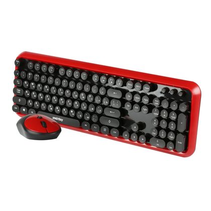 Комплект (клавиатура + мышь) Smartbuy SBC-620382AG-RK, беспроводной, мультимедийный, Радио(USB), черный/ красный (SBC-620382AG-RK)