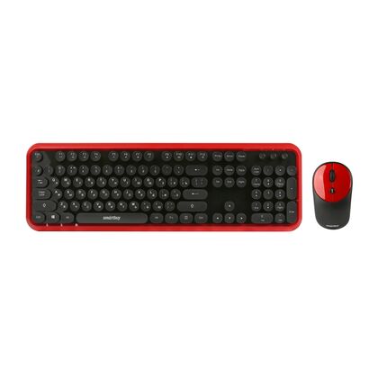Комплект (клавиатура + мышь) Smartbuy SBC-620382AG-RK, беспроводной, мультимедийный, Радио(USB), черный/ красный (SBC-620382AG-RK)
