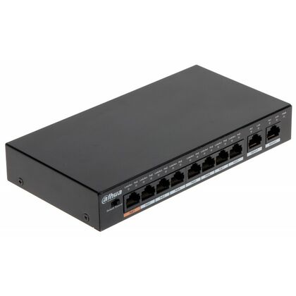 Неуправляемый POE-коммутатор 08 портов: Dahua PFS3010-8ET-96 (08 портовХ10/ 100/ 1000 Мбит/ сек) PoE‑бюджет 57 Вт, корпус - металл