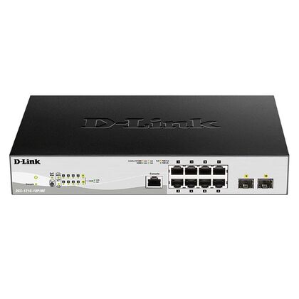 Управляемый PoE-коммутатор 10 портов: D-Link DGS-1210-10P/ ME/ B1A (8х10/ 100/ 1000 Мбит/ с,2хSFP) 2 уровня