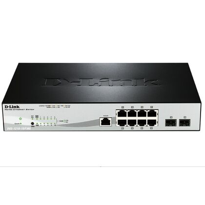 Управляемый коммутатор 10 портов: D-Link DGS-1210-10P/ ME/ A1A (8х10/ 100/ 1000 Мбит/ с,2хSFP) 2 уровня