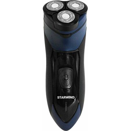 Электробритва Starwind SBS1503 черный/ синий (роторная, бритьё - влажное/ сухое, головок - 1, питание - от аккумулятора)