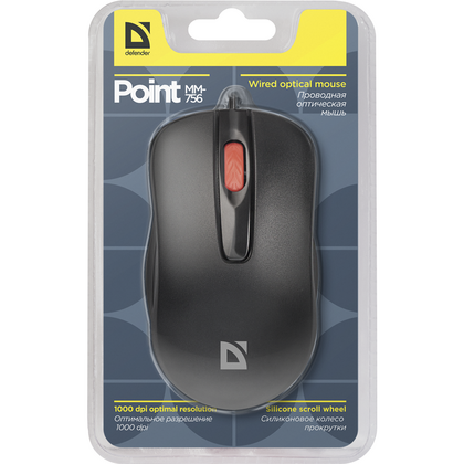 Defender Проводная оптическая мышь Point MM-756 черный,3 кнопки,1000 dpi