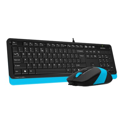 Комплект (клавиатура +мышь) A4Tech Fstyler F1010 проводной, мультимедийный, USB, черный/ синий (F1010 BLUE)