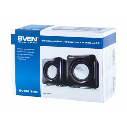 Купить Колонки 2.0 Sven SPS-315 5W, черный, miniJack 3.5, Пластик (SV-0110315BK) в Симферополе, Севастополе, Крыму