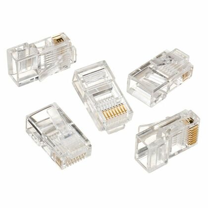 Коннектор RJ-45 Cat5e 6 микрон, неэкранированный, Gembird (LC-8P8C-001 (3-fork)) упаковка 100 шт