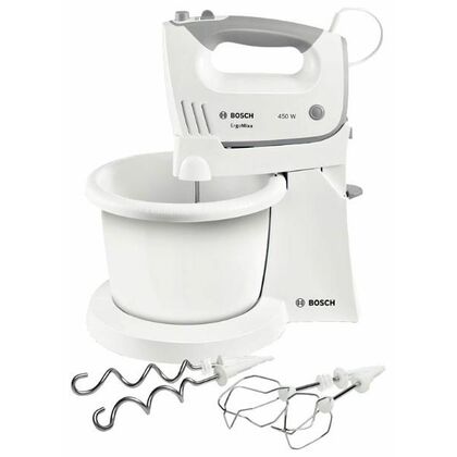 Миксер стационарный Bosch MFQ 36460 белый (450 Вт; скоростей - 5; обьем - 3 л; насадок - 4)