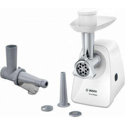 Мясорубка Bosch MFW2515W белый (1500 Вт; скоростей - 1; насадки: для колбас; 1.7 кг/ мин)