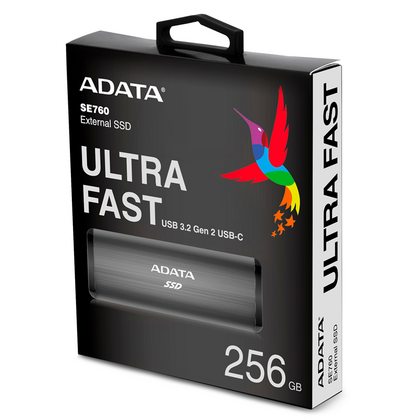 Внешний жесткий диск SSD 256 Gb AData SE760 External USB Type-C Черный с серым (ASE760-256GU32G2-CTI)