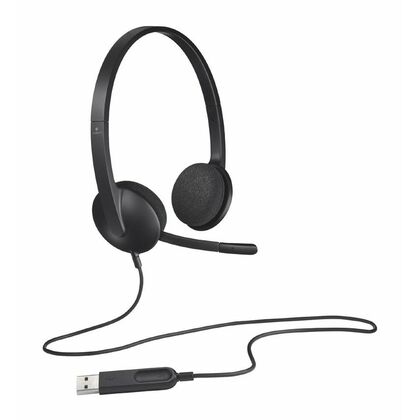 Наушники накладные Logitech H340 с микрофоном, для офиса, USB,  черный (981-000475)
