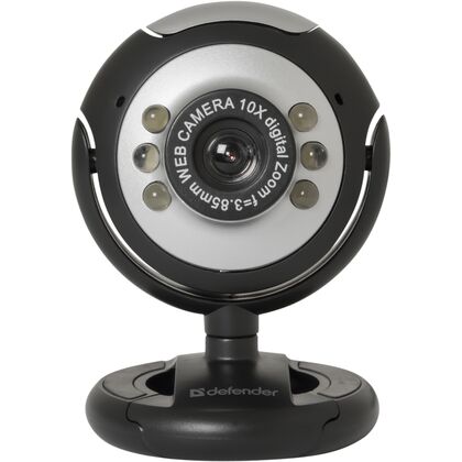 Web-камера Defender C-110 0.3 Мп, с микрофоном, черный/ серебристый (63110)