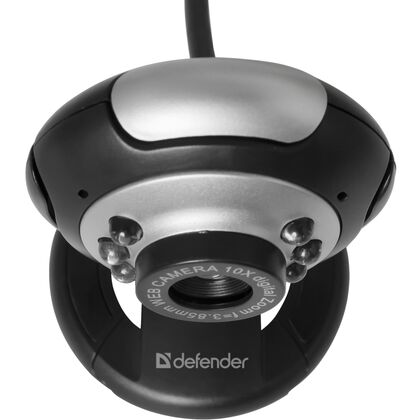 Web-камера Defender C-110 0.3 Мп, с микрофоном, черный/ серебристый (63110)