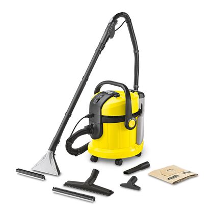 Пылесос Karcher SE 4001 желтый (1400 Вт,  уборка: влажная/ сухая,  пылесборник: мешок/ аквафильтр)