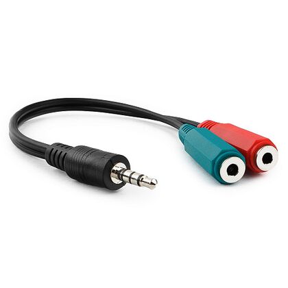 Кабель аудио-разветвитель 3.5 Jack(П) - 2х3.5 Jack(М)  0.2m, Gembird/ Cablexpert  (наушники + микрофон) черный (CCA-417)