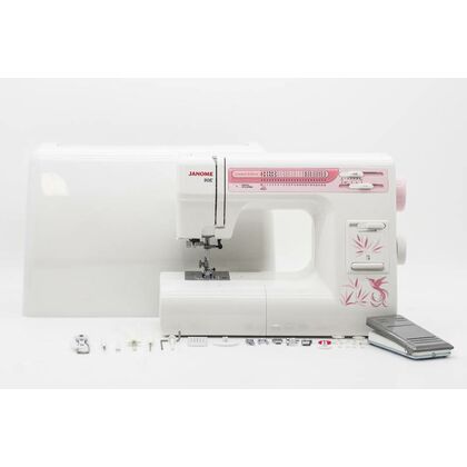 Швейная машина Janome 90E белый (электромеханическая, челнок - горизонтальный, швейных операций - 23, петля - автомат)