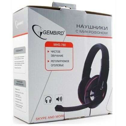 Наушники полноразмерные Gembird MHS-780В с микрофоном, игровые, черный (MHS-780B)