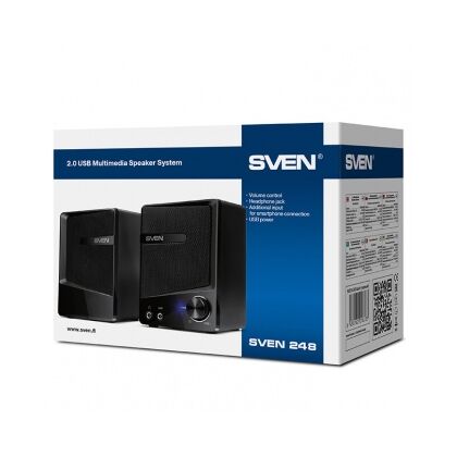 Акустическая система Sven 2.0 SPS-248 6W, mini Jack 3.5 мм, черный  (SV-016333)