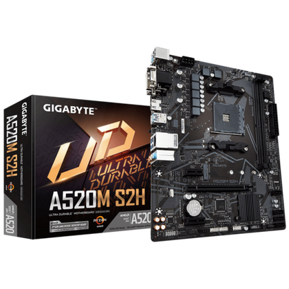 Материнская плата Gigabyte sAM4: A520M S2H [AMD A520, 2*DDR4, 1*PCIEx16, 2*PCIEx1, 4*Sata3, 1*M.2, 6 портов*USB3, D-Sub, DVI, HDMI, microATX]